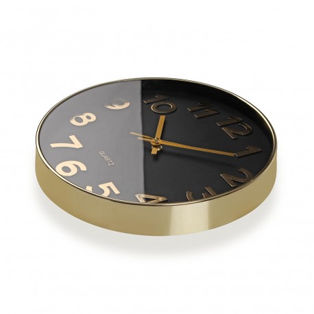 HORLOGE MURALE NOIRE "GOLDEN NUMBERS" 30 CM