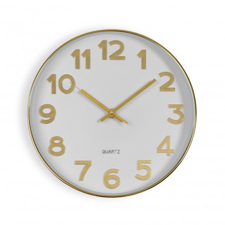 HORLOGE MURALE BLANCHE "GOLDEN NUMBERS" 30 CM