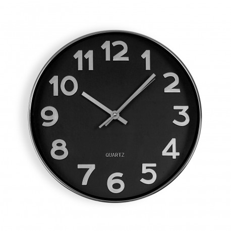 HORLOGE MURALE NOIRE "SILVER NUMBERS" 30 CM