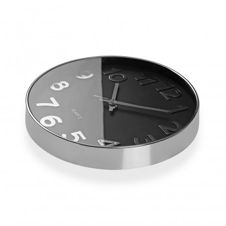 HORLOGE MURALE NOIRE "SILVER NUMBERS" 30 CM