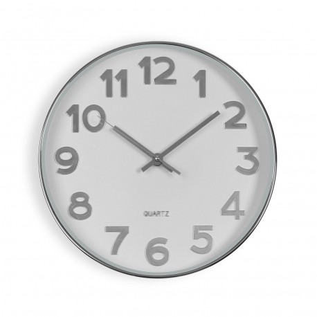 HORLOGE MURALE BLANCHE "SILVER NUMBERS" 30 CM
