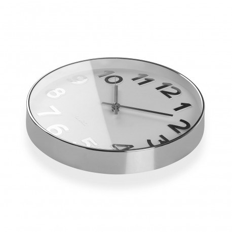 HORLOGE MURALE BLANCHE "SILVER NUMBERS" 30 CM