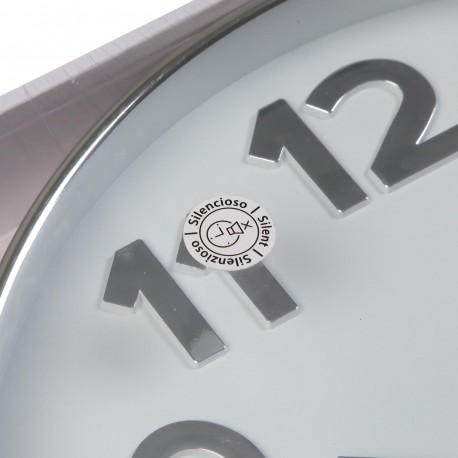 HORLOGE MURALE BLANCHE "SILVER NUMBERS" 30 CM