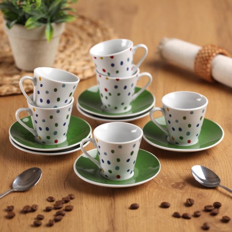 SET 6 TASSES CAFÉ ASSIETTE DOTTY