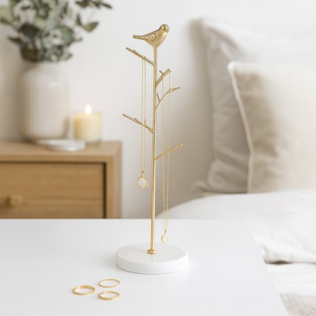 BOÎTE À BIJOUX DORÉE EN FORME D'ARBRE