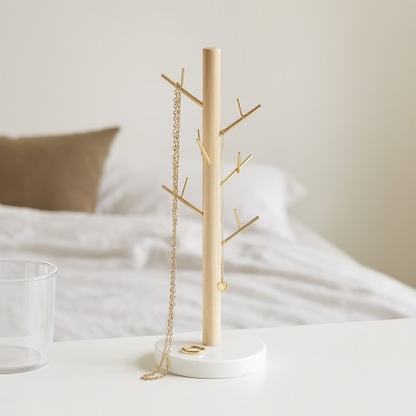 BOÎTE À BIJOUX DORÉE EN FORME D'ARBRE