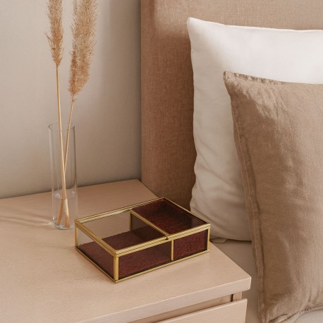 BOÎTE À BIJOUX VERRE BORD DORÉ 18X13