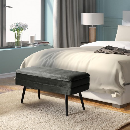BANC DE LIT GRIS OTTOMAN