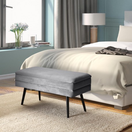 BANC DE LIT GRIS OTTOMAN