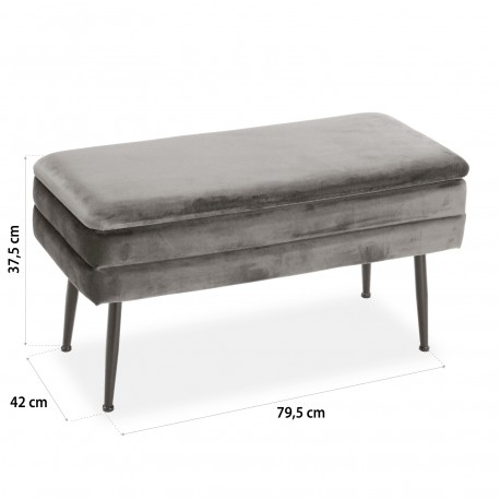 BANC DE LIT GRIS OTTOMAN
