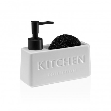 DISTRIBUTEUR SAVON ÉPONGE "KITCHEN" BLANC