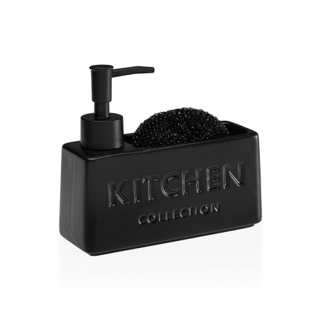 DISTRIBUTEUR SAVON ÉPONGE "KITCHEN" NOIR