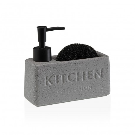 DISTRIBUTEUR SAVON ÉPONGE "KITCHEN" NOIR