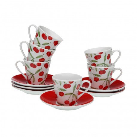 SET 6 TASSES CAFÉ CHERRIES