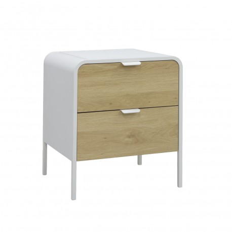 TABLE DE NUIT 2 TIROIRS BLANCHE