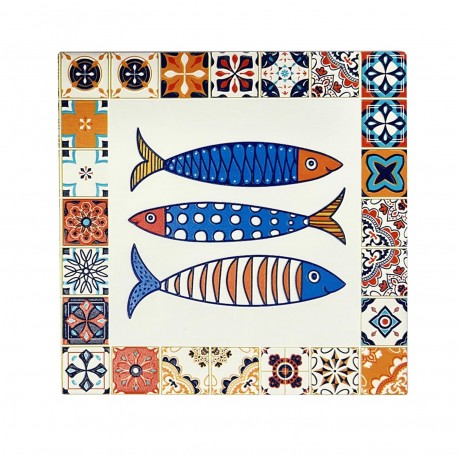 DESSOUS DE PLAT POISSONS MOSAÏQUE BLEU