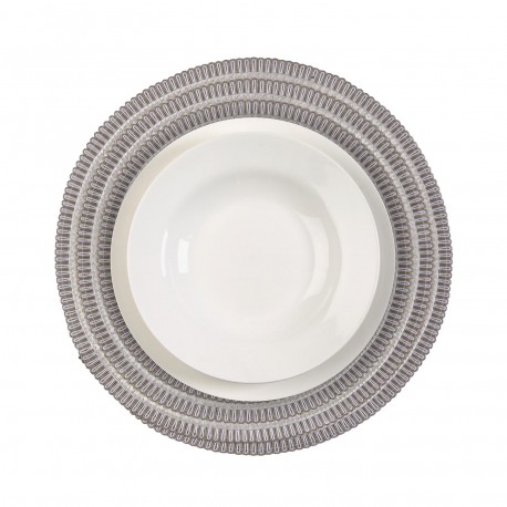 DESSOUS DE PLAT ROND BEIGE ET BLANC