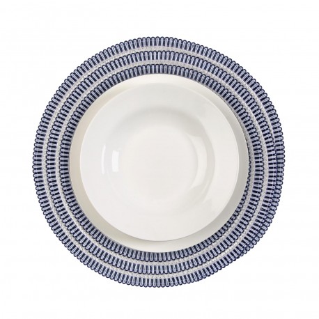 DESSOUS DE PLAT ROND BLEU FONCÉ ET BLANC