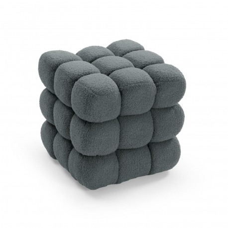 POUF CARRÉ EN "BORREGUITO" GRIS