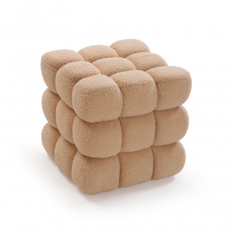 POUF CARRÉ EN "BORREGUITO" BEIGE