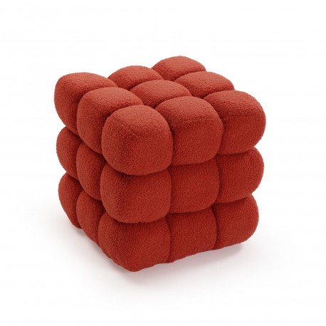 POUF CARRÉ EN "BORREGUITO" BRIQUE