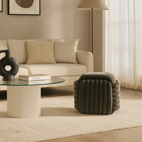POUF CARRÉ GRIS FONCÉ