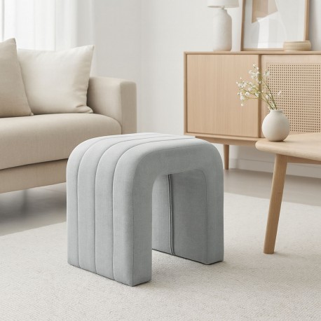 TABOURET TAPISSÉ GRIS CLAIR
