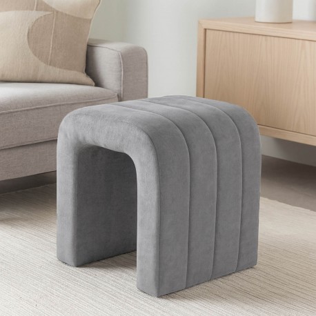 TABOURET TAPISSÉ GRIS FONCÉ
