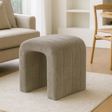 TABOURET TAPISSÉ BEIGE