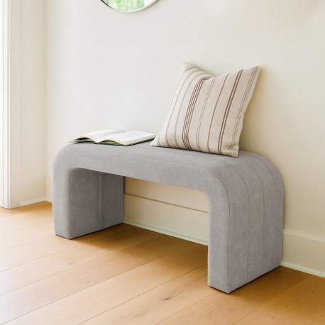 BANC TAPISSÉ GRIS CLAIR