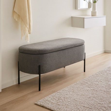 BANC DE LIT TAPISSÉ GRIS FONCÉ