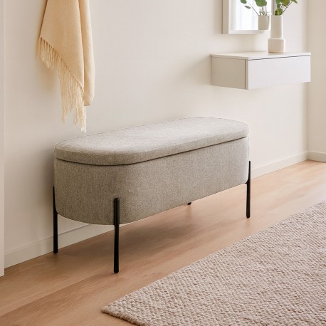 BANC DE LIT TAPISSÉ BEIGE