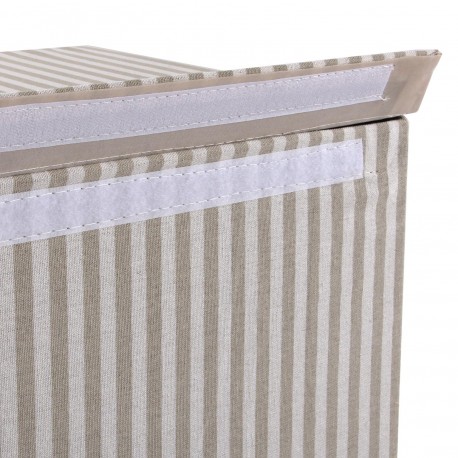 PANIER LINGE PLIABLE RAYÉ GRIS