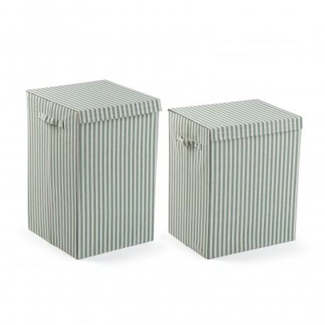 PANIER LINGE PLIABLE RAYÉ VERT
