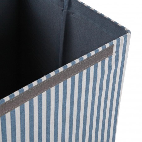 PANIER LINGE PLIABLE RAYÉ BLEU