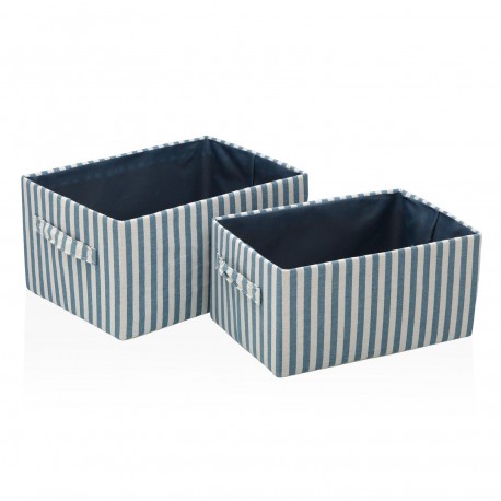 SET DEUX PANIERS RAYÉ BLEU
