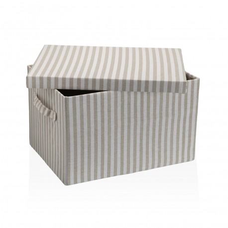 PANIER AVEC COUVERCLE RAYÉ GRIS