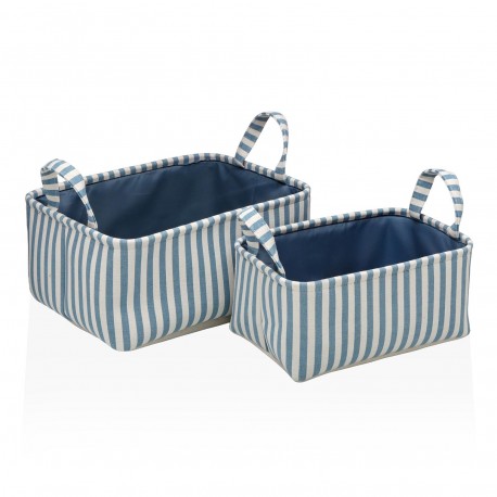 SET DEUX PANIERS RAYÉ BLEU