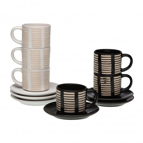 SET 6 TASSES CAFE AVEC SOUCOUPE ZEBRE