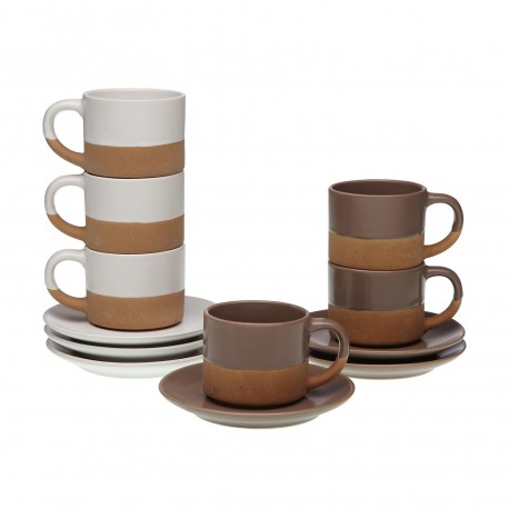 SET 6 TASSES CAFE AVEC SOUCOUPE