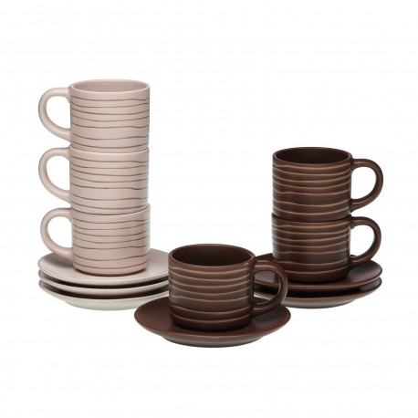 SET 6 TASSES CAFE AVEC SOUCOUPE BROWNIE