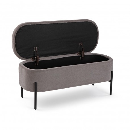 BANC DE LIT TAPISSÉ GRIS FONCÉ