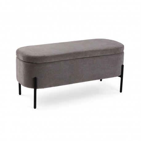 BANC DE LIT TAPISSÉ GRIS FONCÉ
