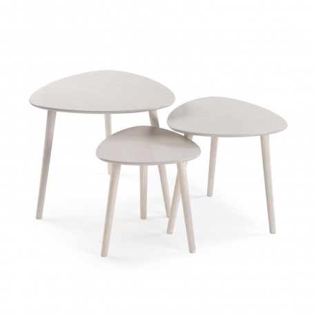 SET DE 3 TABLES D'APPOINT BLANC