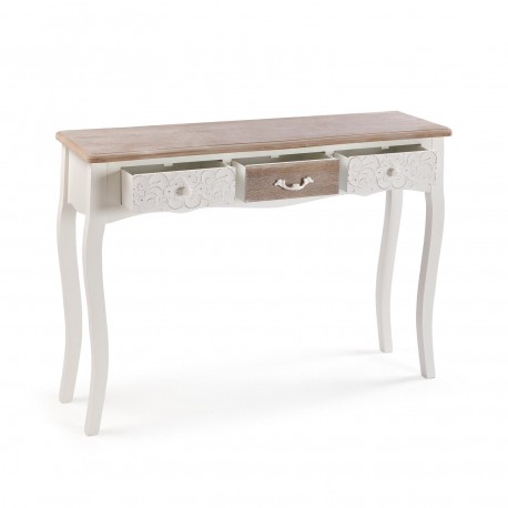 CONSOLE RUSTIQUE BLANCHE 3 TIROIRS
