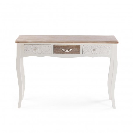 CONSOLE RUSTIQUE BLANCHE 3 TIROIRS