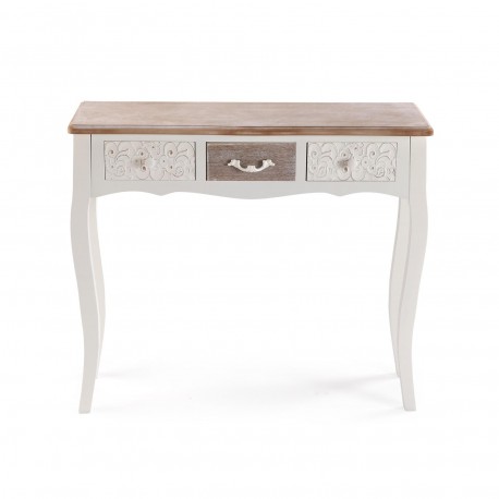 CONSOLE RUSTIQUE BLANCHE 3 TIROIRS
