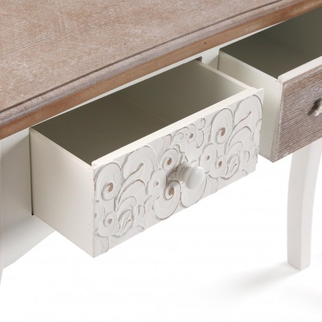 CONSOLE RUSTIQUE BLANCHE 3 TIROIRS