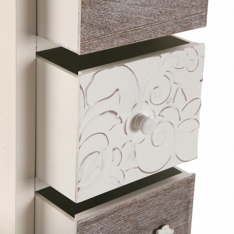 COMMODE RUSTIQUE BLANCHE 5 TIROIRS