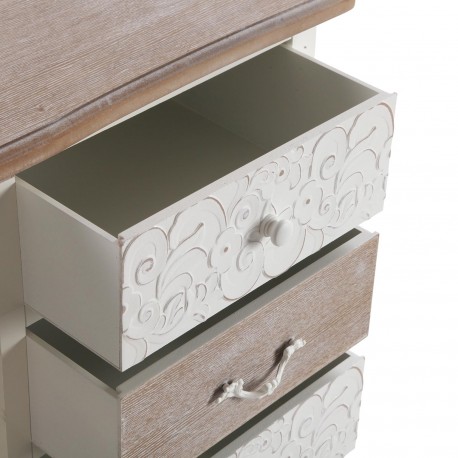COMMODE RUSTIQUE BLANCHE 4 TIROIRS/1 PORTE